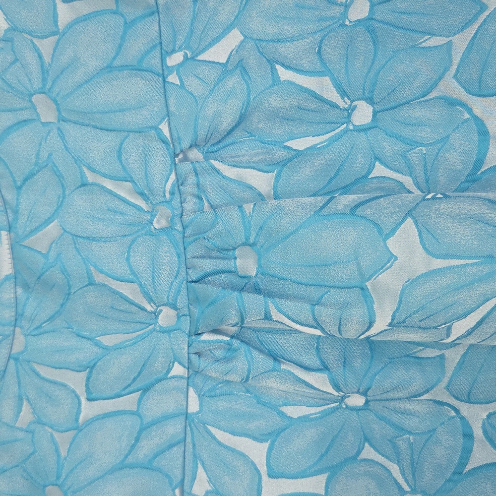 Beautiful Pomander Place Tiered Dress. Turquoise Blue Floral Print! Medium. - Picture 5 of 12